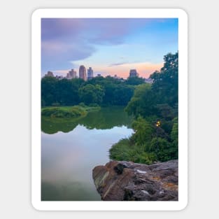 Central Park Nature Lake Trees Sunset Manhattan New York City Sticker